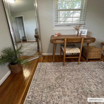 Cream Holi-2301 Washable Area Rug | Boutique Rugs