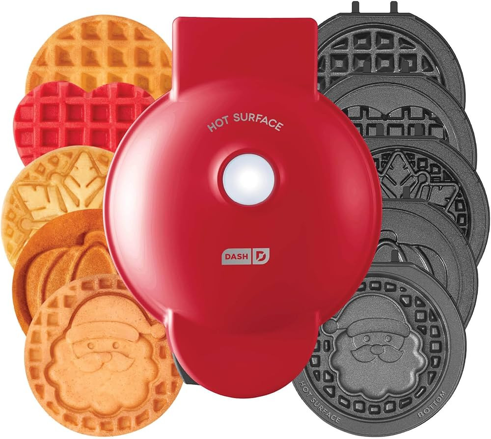 DASH Holiday Multimaker Mini System - Waffle Maker with Six 4” Removable Holiday Plates: Waffle... | Amazon (US)