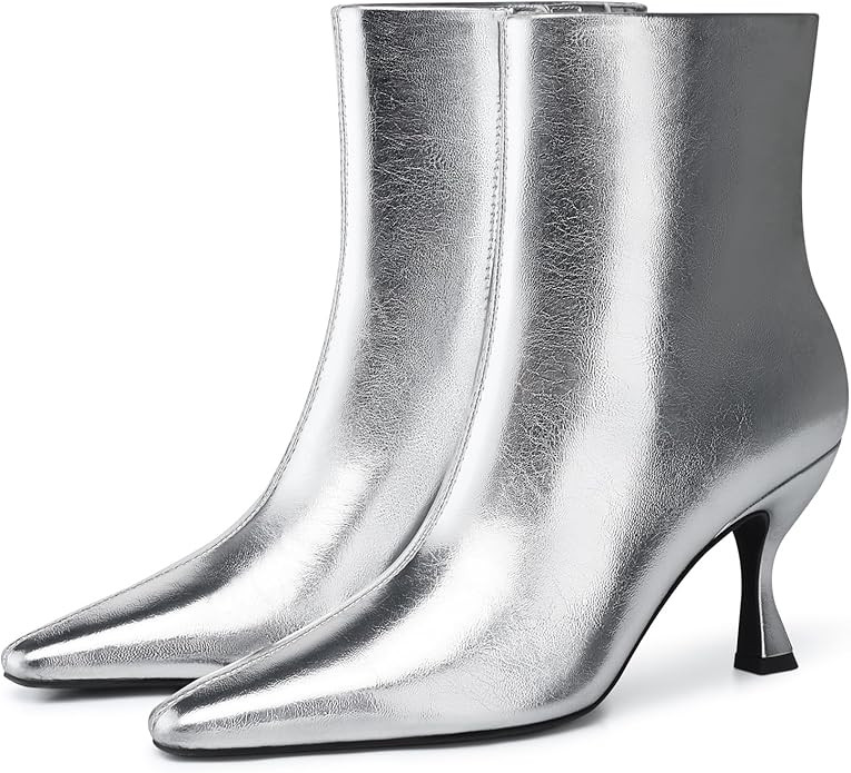 CELLENZ Womens Kitten Heel Booties: 3.5 In High Heel, Pointed Toe Sexy Ankle Boots, Fall Trendy S... | Amazon (US)