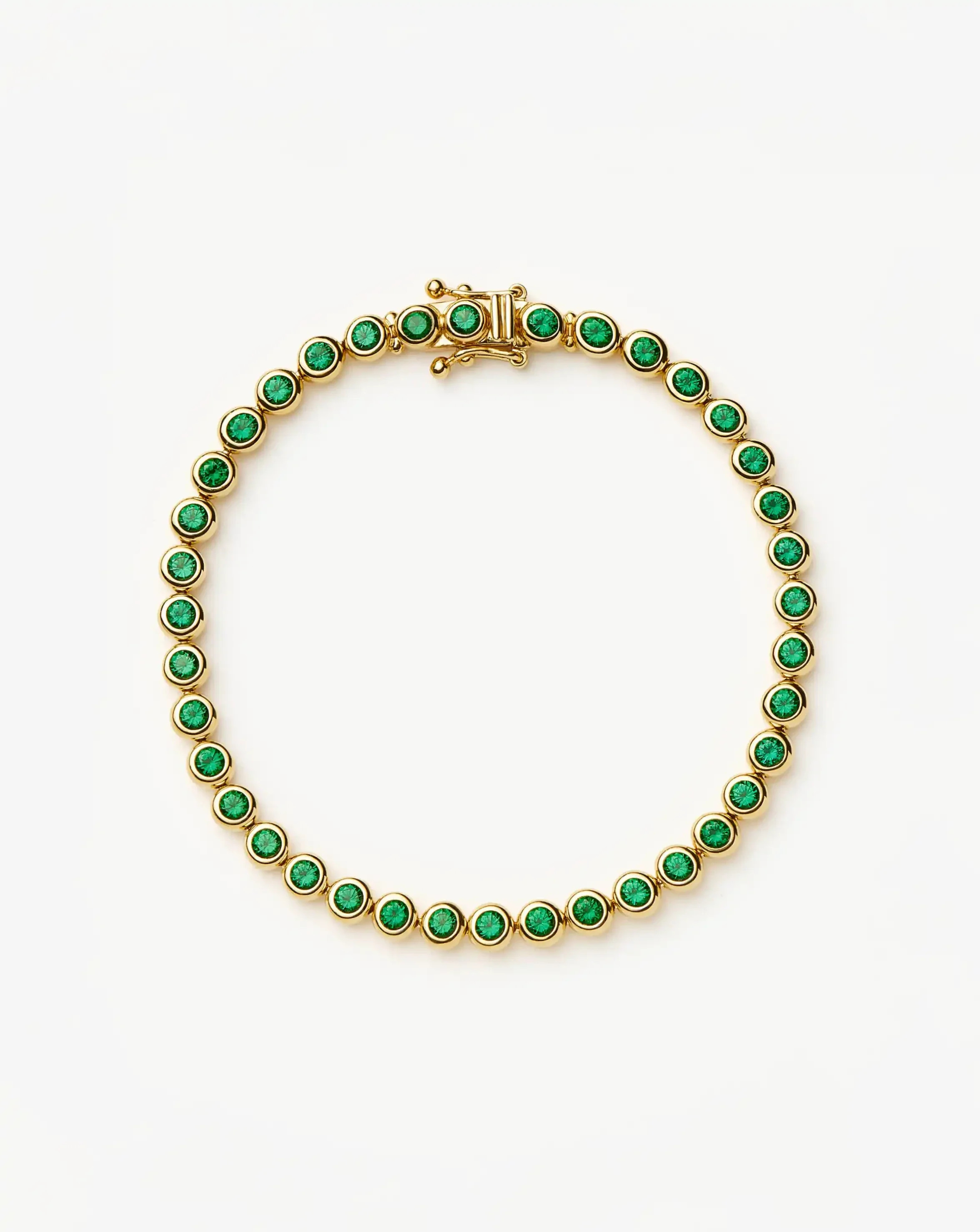 Tennis Round Bracelet | 18ct Gold Vermeil/Emerald Green Nano-crystal | Missoma UK