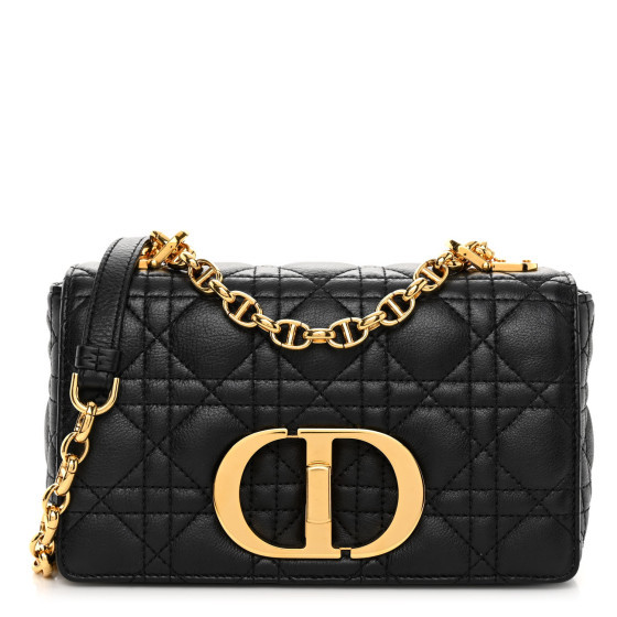 Calfskin Cannage Small Caro Bag Black | FASHIONPHILE (US)