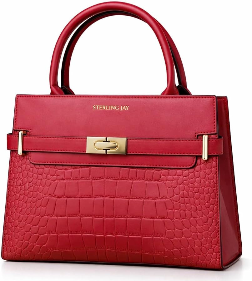 Women’s Croc-Embossed Satchel Handbag (Hermes Kelly Replica) – Top Handle Purse with Adjustab... | Amazon (US)