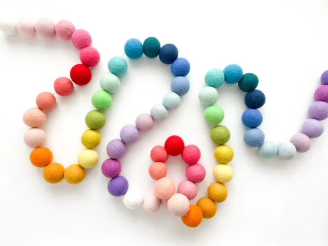 Jumbo Rainbow Felt Ball Garland - 2 Length Options | Pearl & Jane