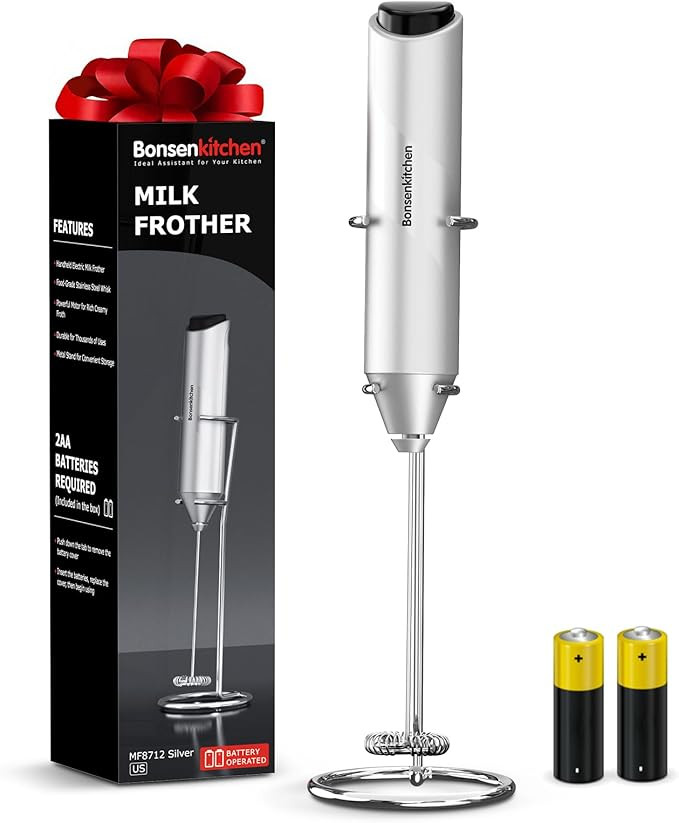 Bonsenkitchen Milk Frother Hanheld with Stand, Electric Coffee Frother, Portable Hand Frother Wan... | Amazon (US)