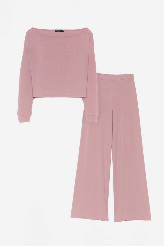 Rib's Time to Chill Crop Top and Wide-Leg Pants Set | NastyGal (US & CA)