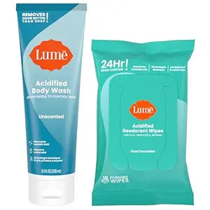 Lume Acidified Body Wash & Flushable Deodorant Wipes - 24 Hour Odor Control - Hydrating Wash - Wi... | Amazon (US)