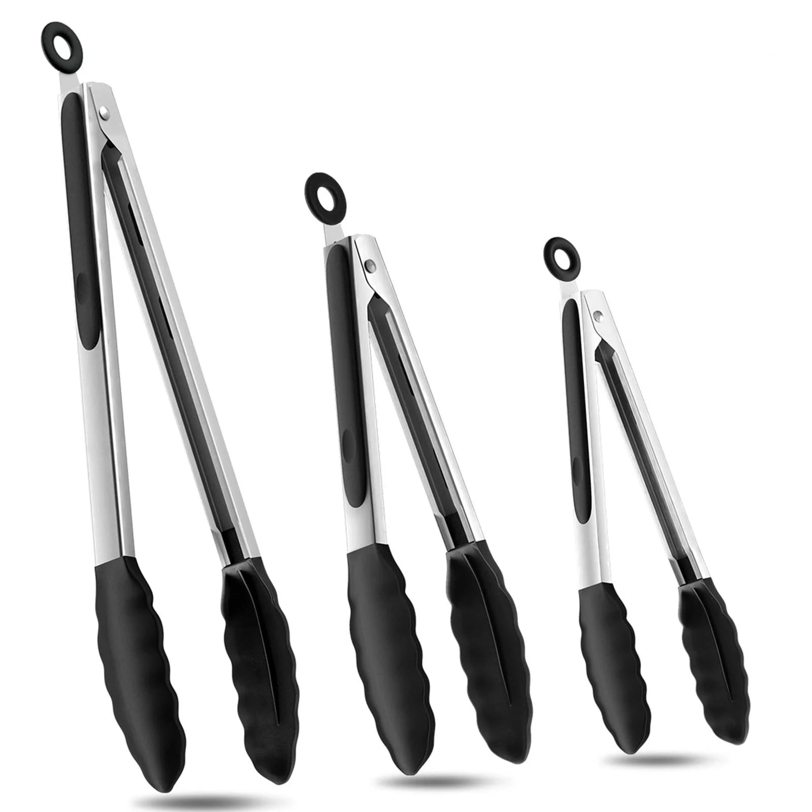 Kitchen Tongs Stainless Steel Cooking Tongs with Silicone Tips Heat Resistant Food Tongs for Cook... | Walmart (US)