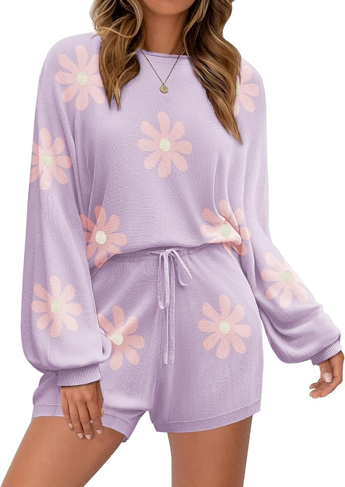 Ekouaer Knit Pajamas Set for Women Lounge Wear Sets Long Sleeve Sweatsuit Matching 2 Piece Outfit... | Amazon (US)