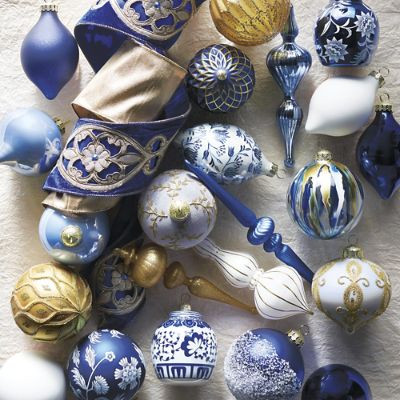 Royale Bleu 40-piece Ornament Collection | Frontgate
