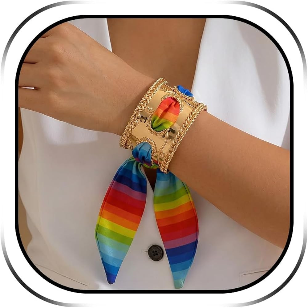 Long tiantian Scarf Bracelet Leopard Scarf Bracelet Cheetah Print Dress Gold Cuff Bandana Bracele... | Amazon (US)