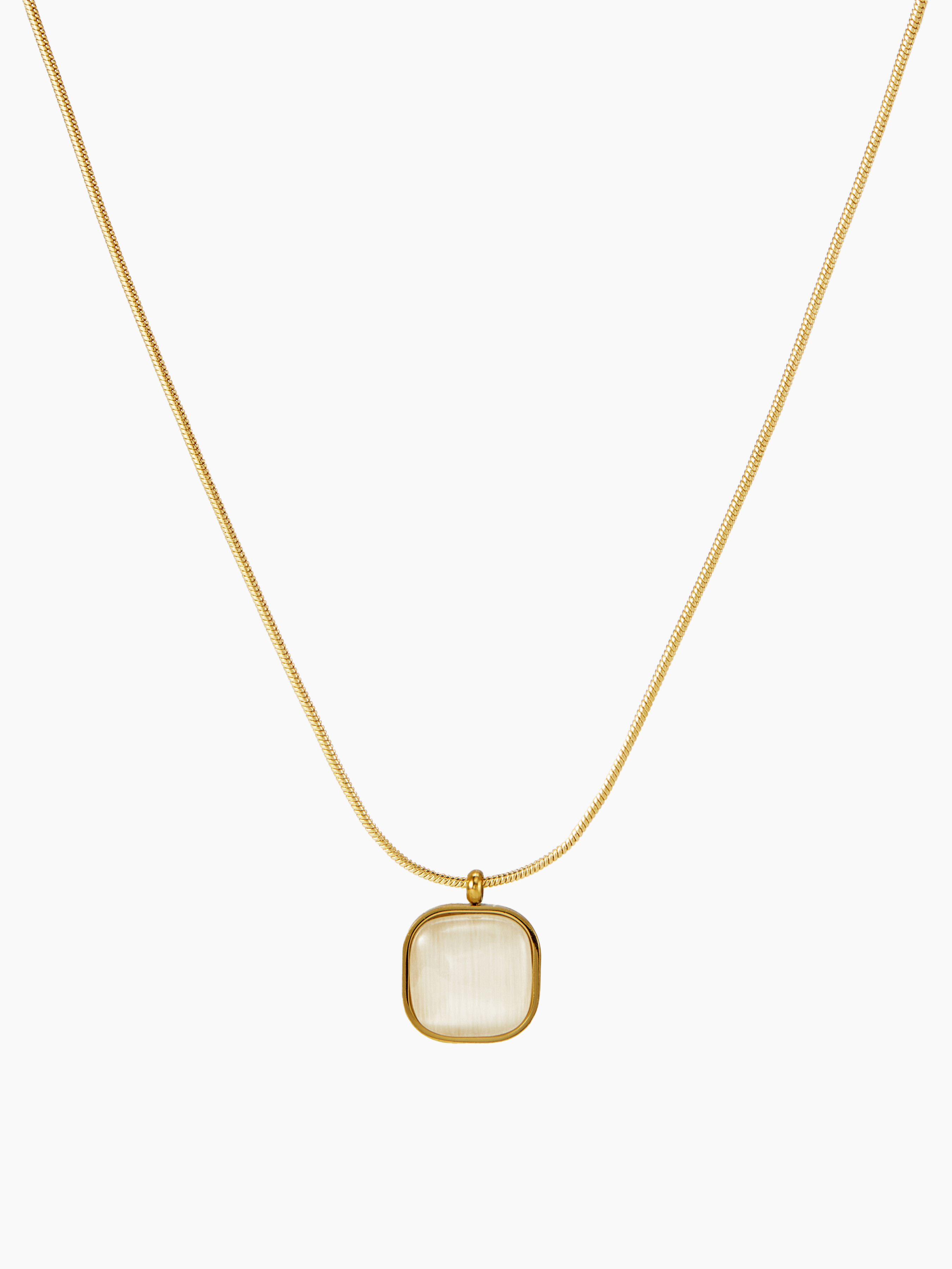 Square Charm Opal Decor Necklace For Vacation Swimming Pool Beach | Cider