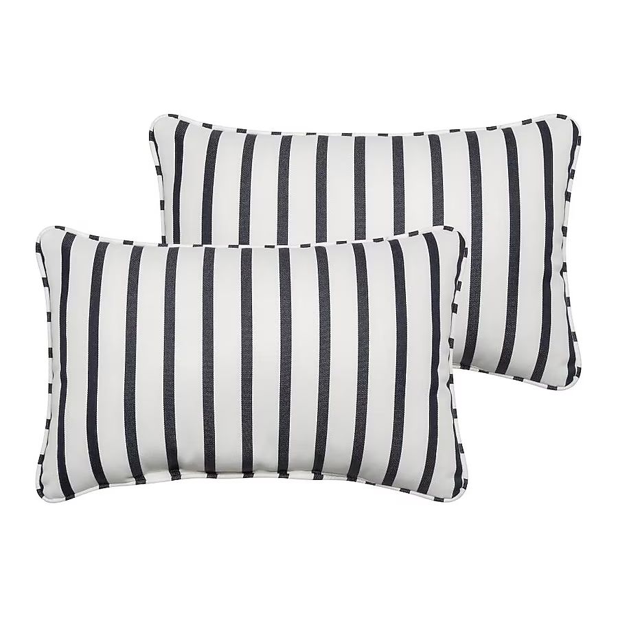 Mozaic Company 2-Pack Sunbrella Striped Blue Rectangular Throw Pillow | Lowe's