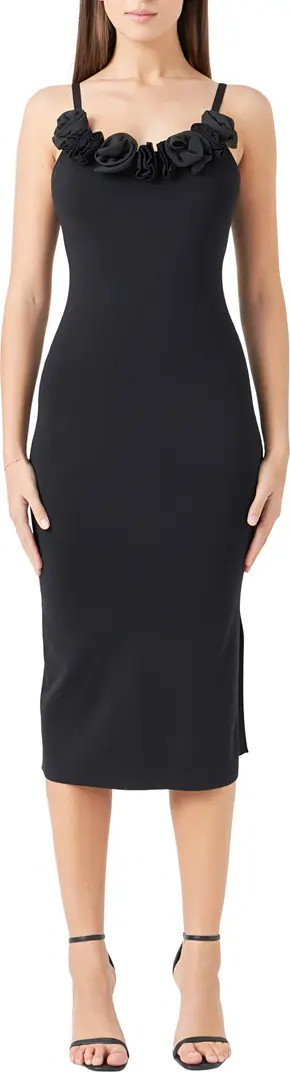 Rosette Detail Body-Con Midi Dress | Nordstrom