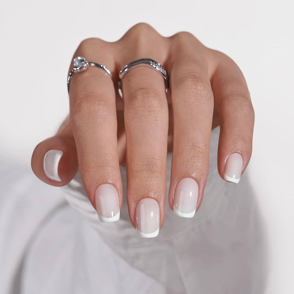 BTArtbox French Tip Press On Nails - Short Press on Nails Square, Glue On Nails for Women Gift, S... | Amazon (US)