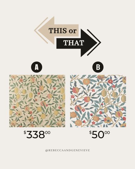 Which one would you pick? 💸
-
Dupes. Wallpaper. Save or splurge. Home decor  

#LTKfindsunder50 #LTKhome