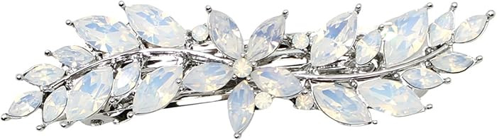 Faship White Opal Rhinestone Crystal Small Floral Hair Barrette Clip | Amazon (US)