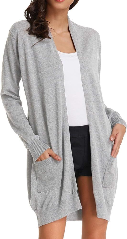 GRACE KARIN Essential Solid Open Front Long Knited Cardigan Sweater for Women | Amazon (US)