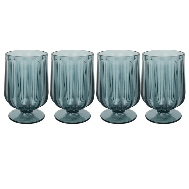 Better Homes & Gardens 4-Piece 15-Ounce Tritan Plastic Wine Goblet Set, Blue | Walmart (US)