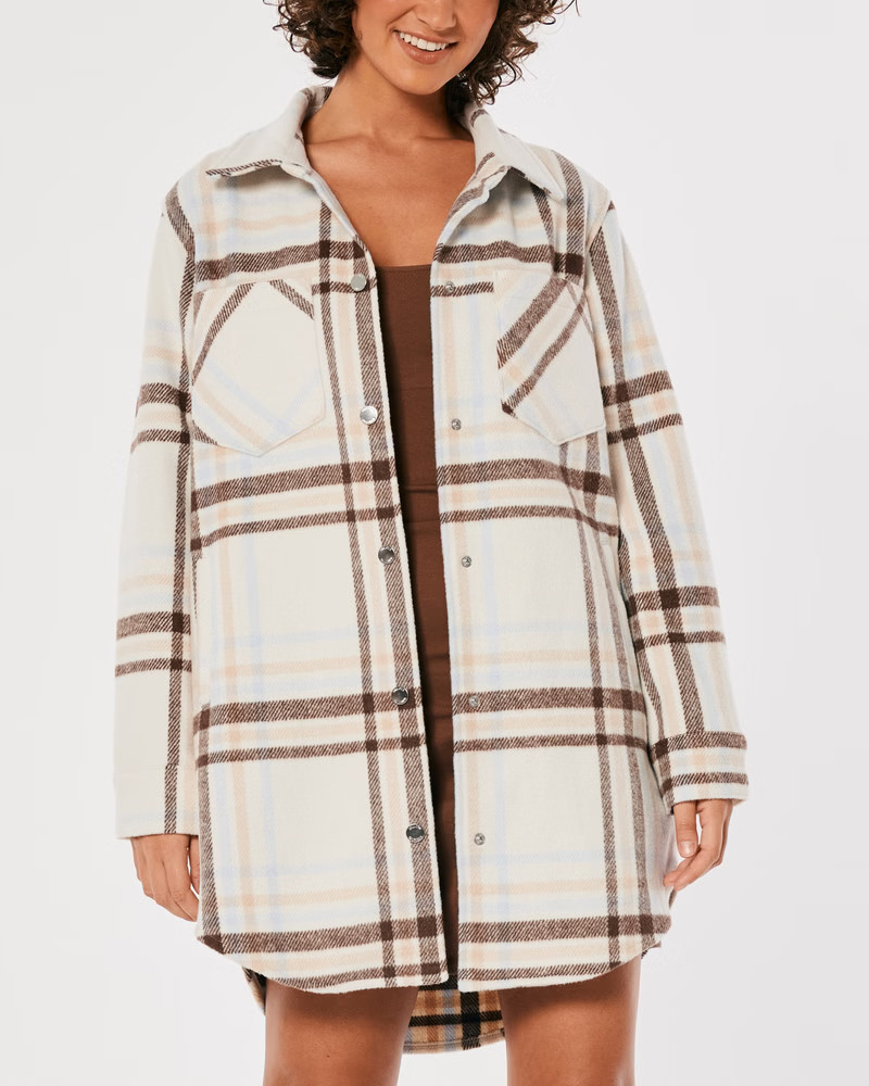 Women's Longer Length Shirt Jacket | Women's Jackets & Coats | HollisterCo.com | Hollister (EU)