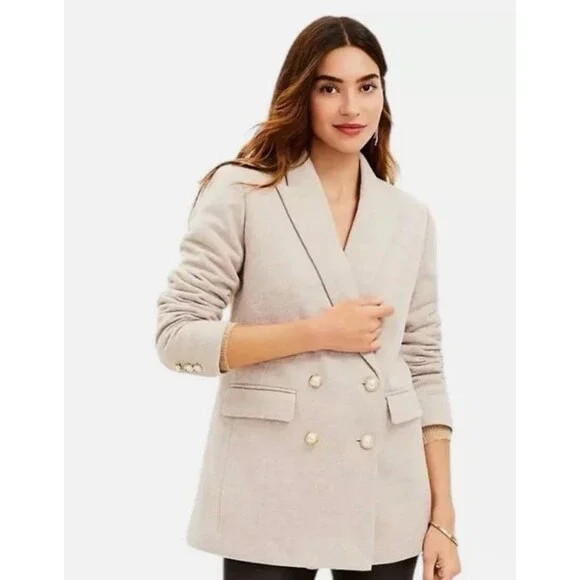 NWT Loft Brushed Herringbone Jacket Sz 2 Double Breasted Pearl Button Blazer | Poshmark