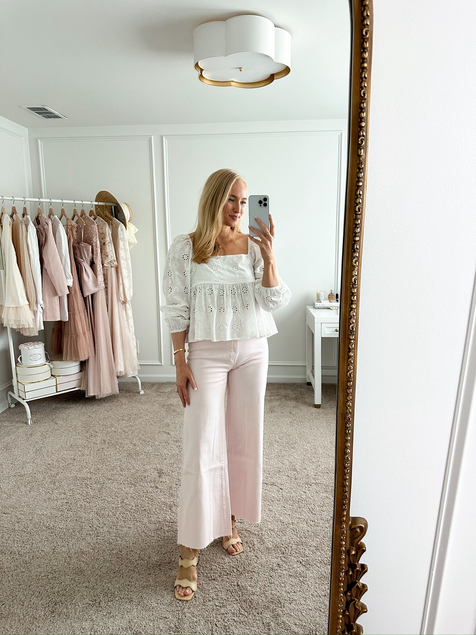 The perfect upscale lunch or day date outfit! Love the fit and color of these jeans! Wearing size small in the top and 28 in the jeans. Spring outfits // summer outfits // brunch outfits // work outfits // date outfits // Mother’s Day outfits // Nordstrom finds // Nordstrom fashion // LTKfinds 

#LTKworkwear #LTKstyletip #LTKSeasonal