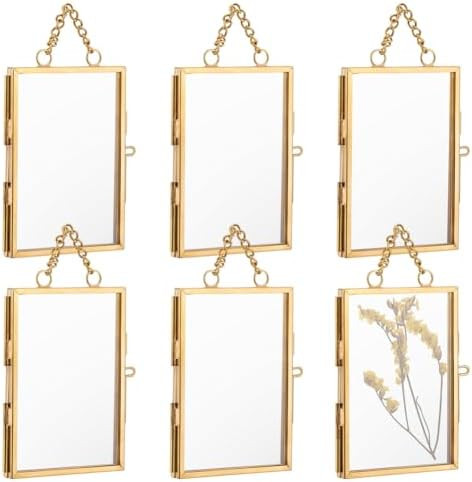 OLYCRAFT 6Pcs Wall Hanging Mini Photo Frames 3.7x2.4 inch Double Glass Picture Frame with Chain B... | Amazon (US)