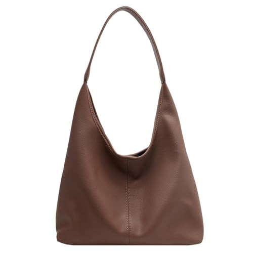 2pcs Leather Hobo Bags for Women 2024 Retro Slouchy Tote Bag Pu Soft Shoulder Purses Set Large Handbags (PU-Khaki) | Amazon (US)