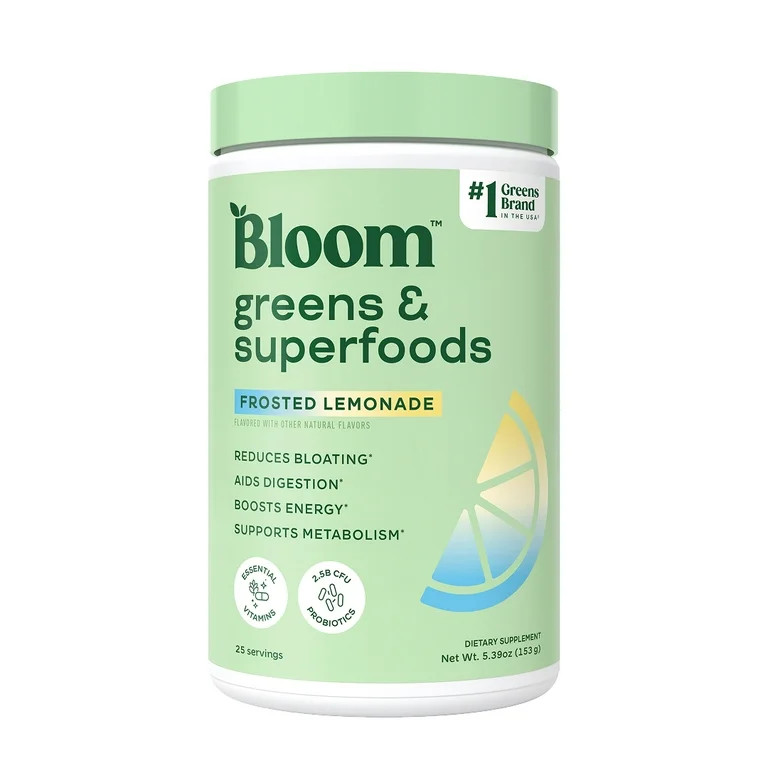 Bloom Nutrition Greens & Superfoods Powder, Frosted Lemonade, 25 Servings | Walmart (US)