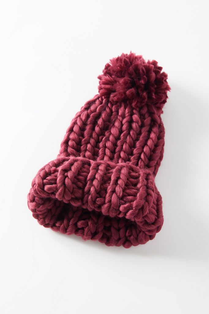 Super-Chunky Knit Pompom Beanie | Urban Outfitters (US and RoW)