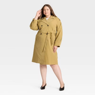 Women's Relaxed Trench Coat - A New Day™ Tan 3X | Target