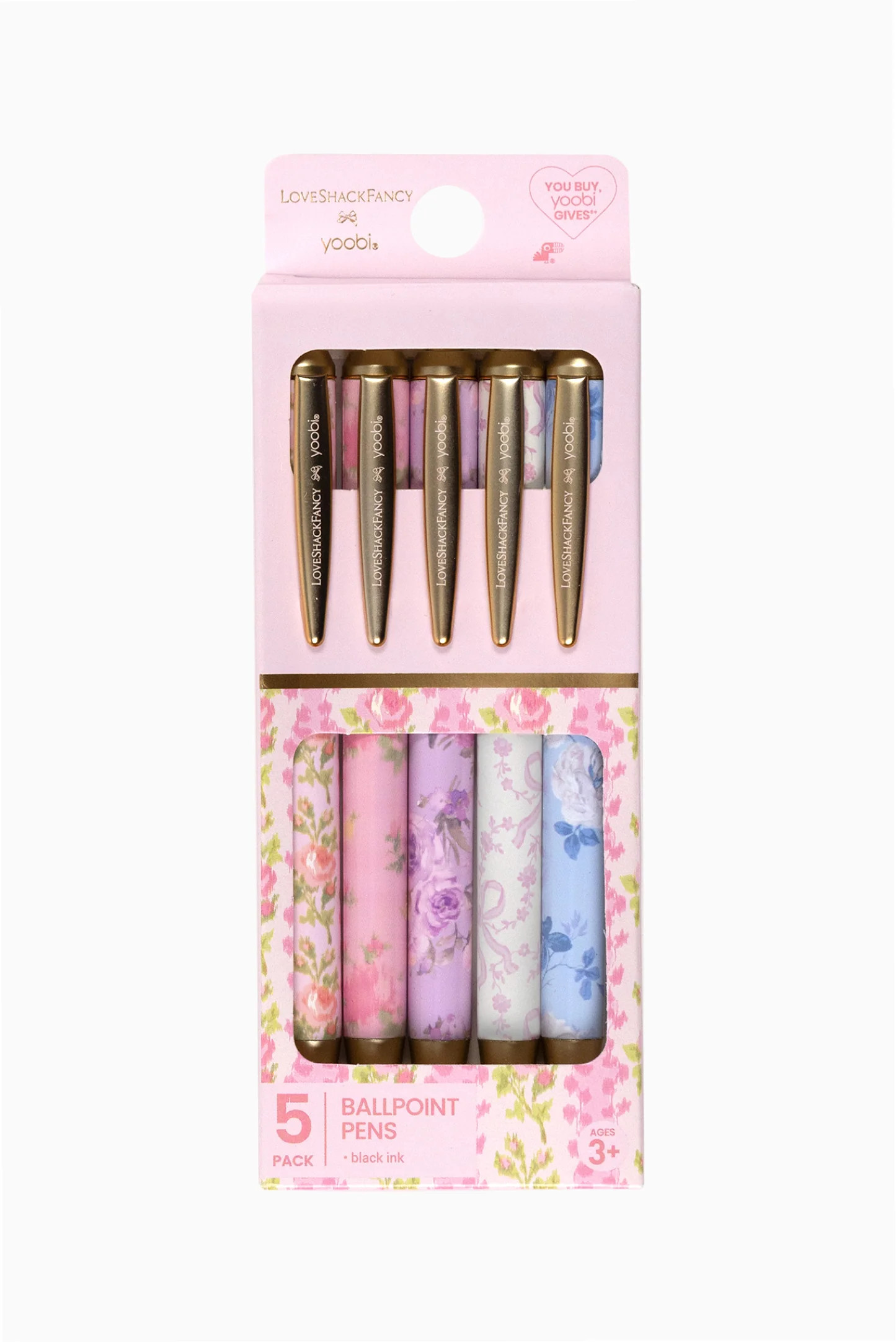 LoveShackFancy \u2502 Yoobi Blooming Heirloom 5 Pack 1.0mm Retractable Ballpoint Pens | LoveShackFancy