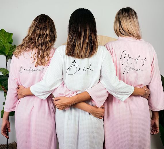 Personalized Robes Custom Waffled Knit Robes Bridesmaid - Etsy | Etsy (US)