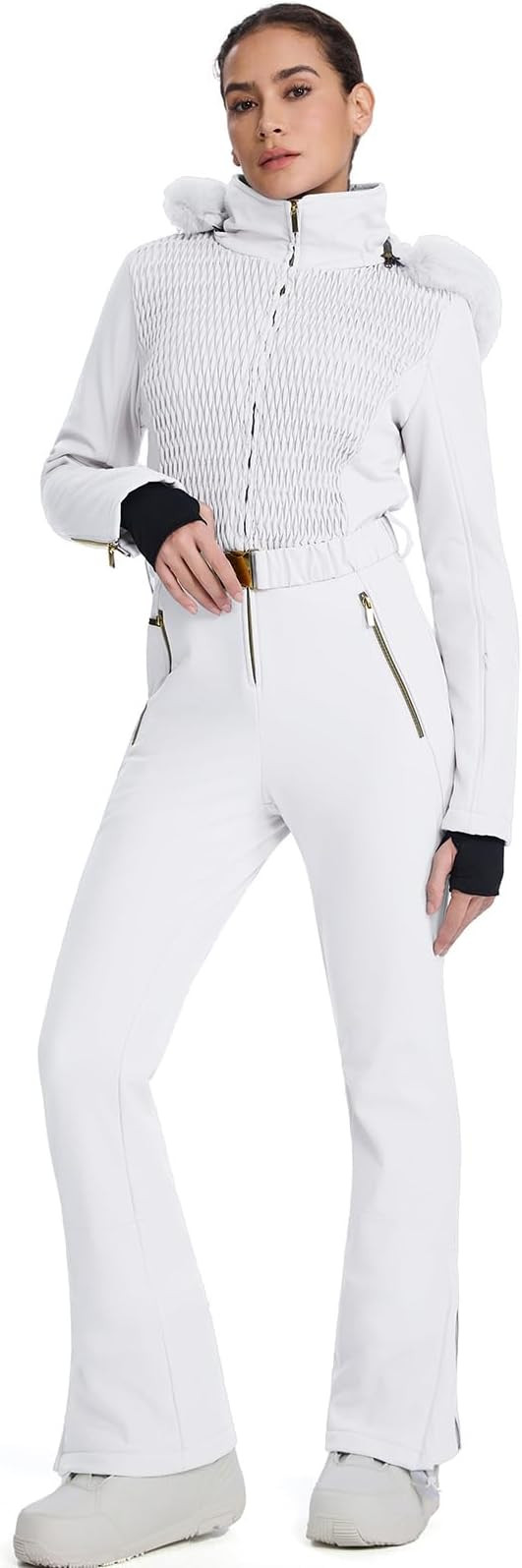 HOTIAN Women's One Piece Snowsuit, Waterproof Insulated Ski Jumpsuit with Faux Fur Collar for Ski... | Amazon (US)