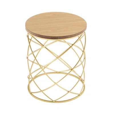 Golden Side Table With Top & Metal Frame, Fashionable And Design, 17"x17"x20.5", No Assembly Needed For Daily Use Modern Table, Multi-functional Items | Wayfair North America