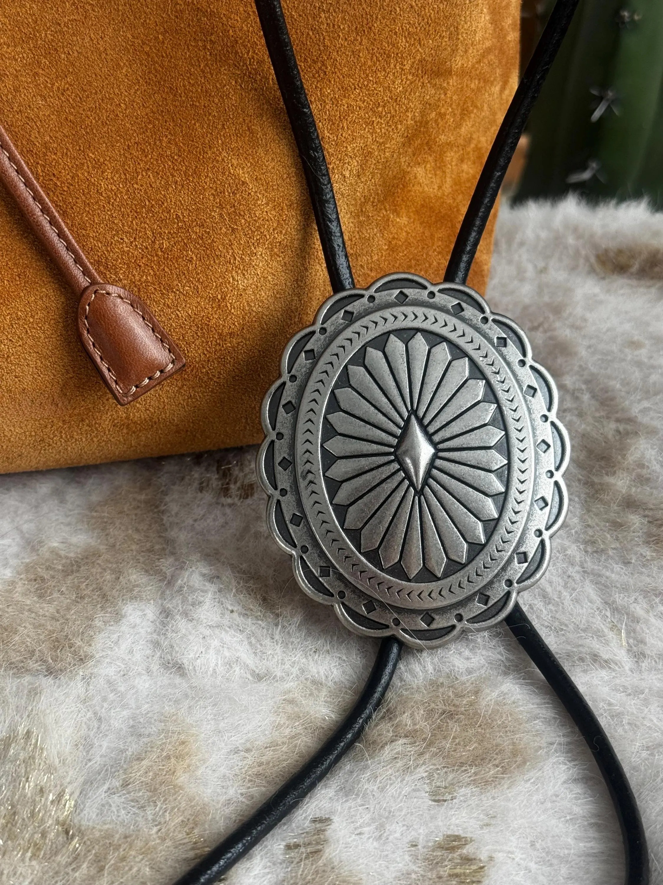 Silver/Dark Gray Engraved Concho Belt Buckle Western Bolo Tie | Handmade Jewelry, Southwestern Accessory | Etsy (Global)
