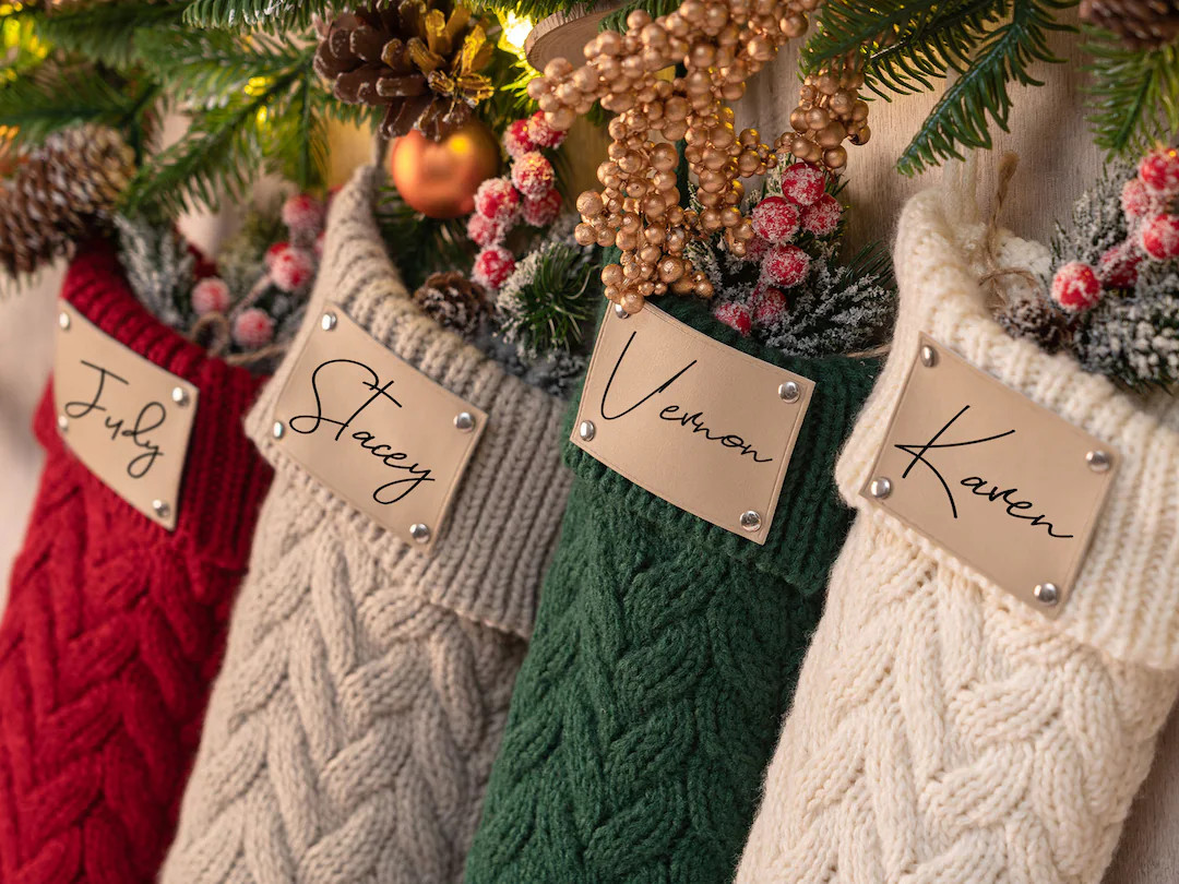 Christmas Stockings With Namechristmas Leather Patch - Etsy | Etsy (US)