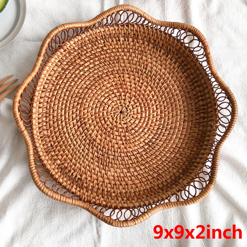 Clearance!Rattan Round Fruit Baskets, Wicker Storage Bowls, Natural Woven Serving Basket Bowls, D... | Walmart (US)