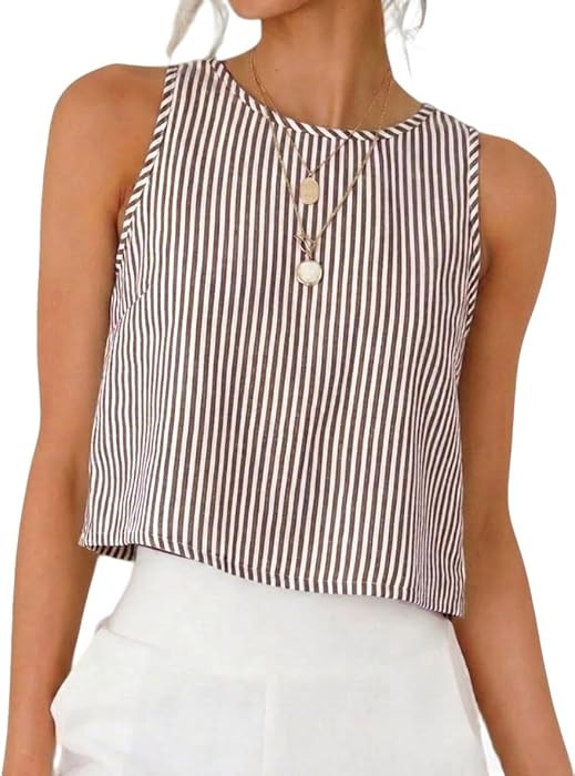 IDEALSANXUN Womens Gingham Crop Tank Tops 2026 Spring Summer Sleeveless Vest Top | Amazon (US)