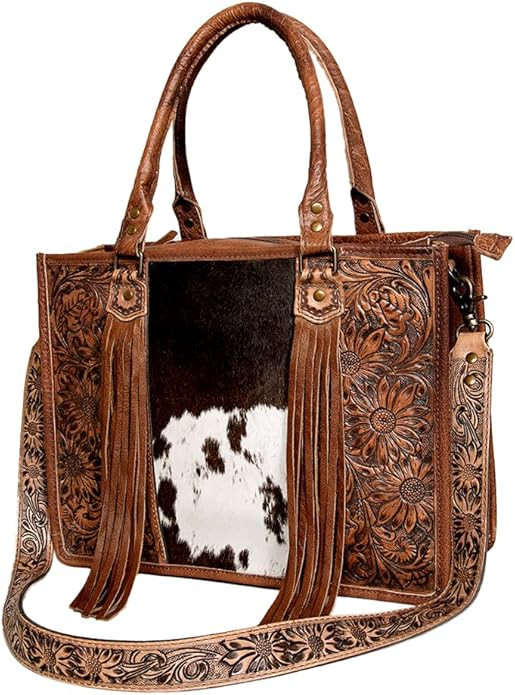 American Darling Briefcase Bag Hair On Genuine Leather Western Women Bag Handbag Purse | Briefcas... | Amazon (US)