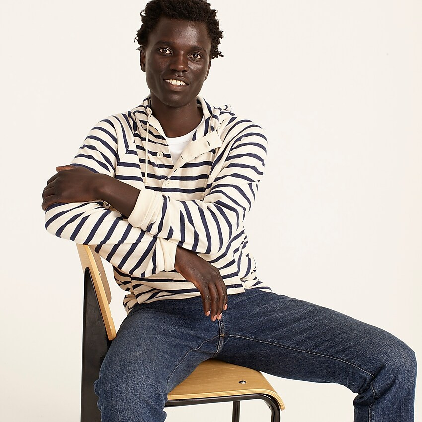 Heavyweight slub cotton anorak hoodie in stripe | J. Crew US