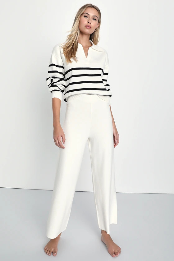 Comfy Culture Ivory Wide-Leg Sweater Pants | Lulus (US)