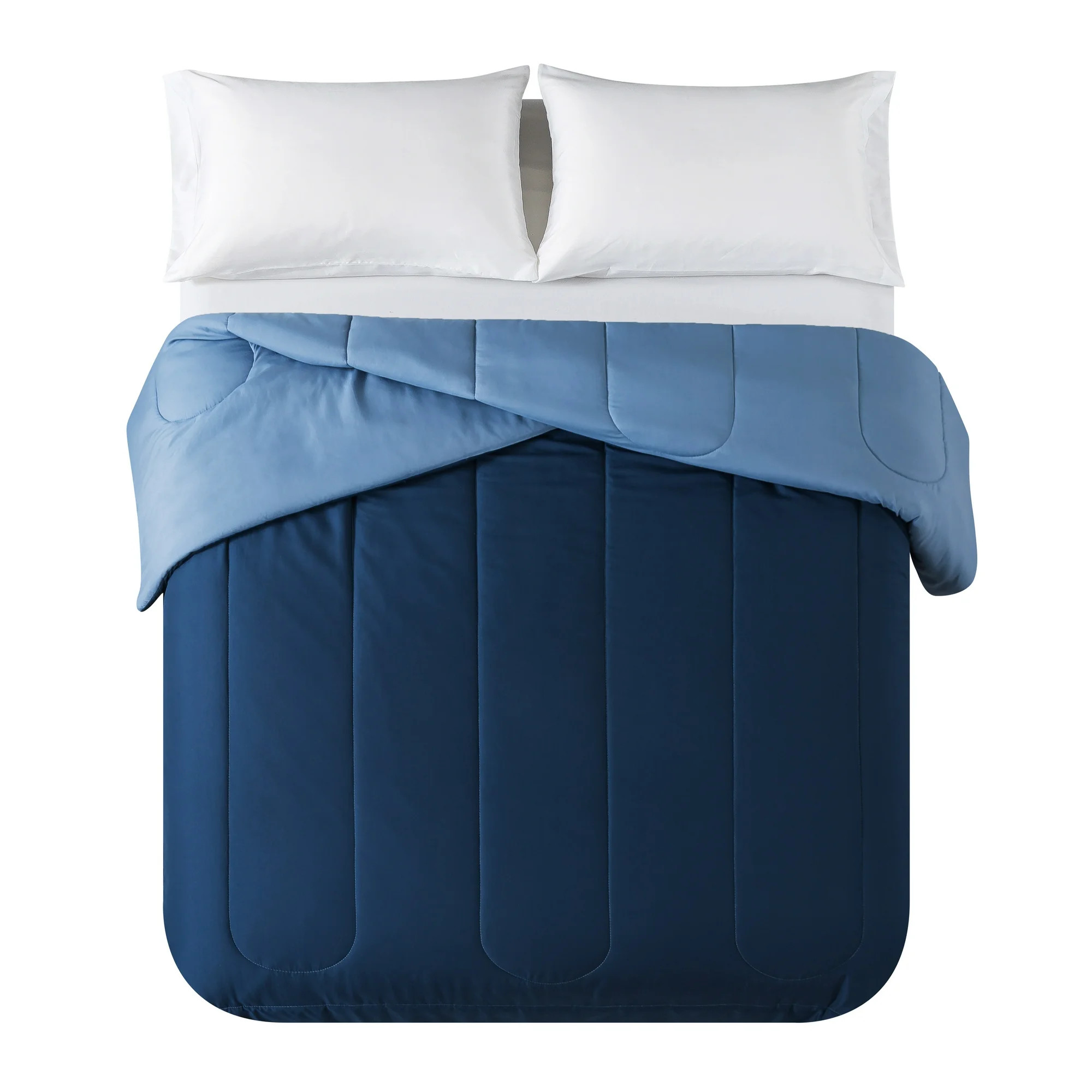 Mainstays Reversible Microfiber Comforter, Navy, Twin/Twin XL, Adult, Unisex | Walmart (US)