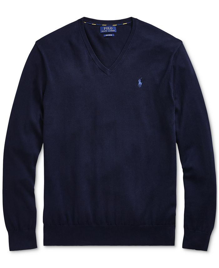 Men's Cotton V-Neck Sweater | Macys (US)