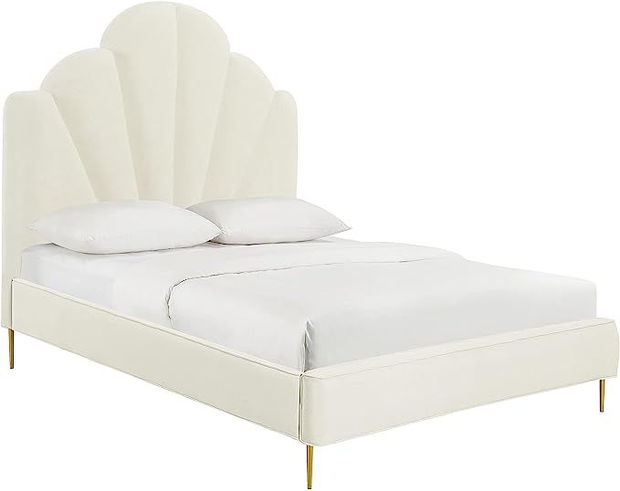 TOV Furniture Bianca Cream Tufted Velvet Upholstered Bed in Queen | Amazon (US)