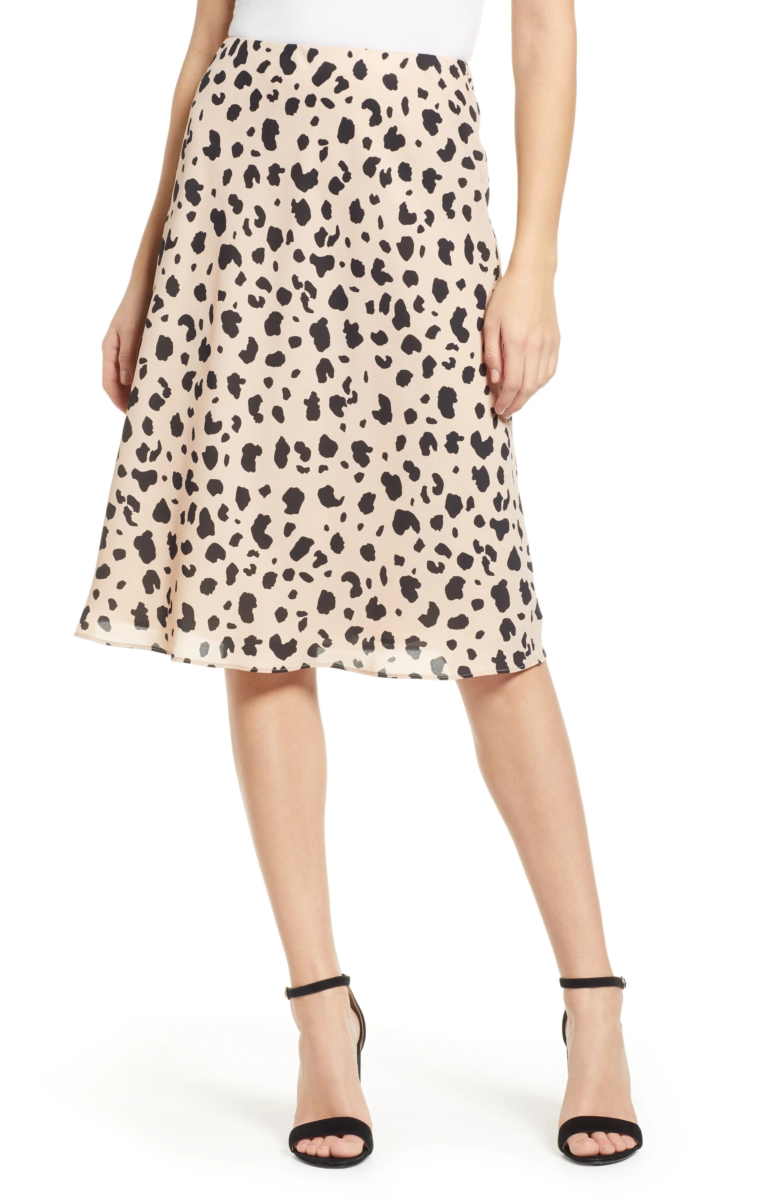 Women's Socialite Leopard Print Midi Skirt, Size X-Small - Black | Nordstrom