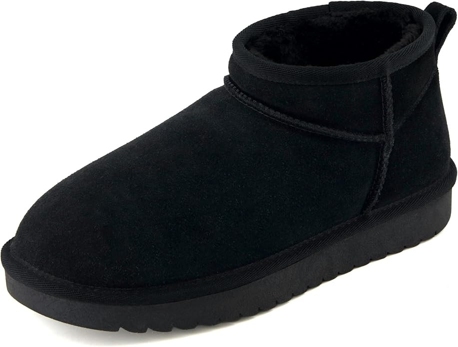 CUSHIONAIRE Women's Hip 2 Genuine Suede Ankle Snow Boots - Pull-On with Cozy Faux Shearling Linin... | Amazon (US)