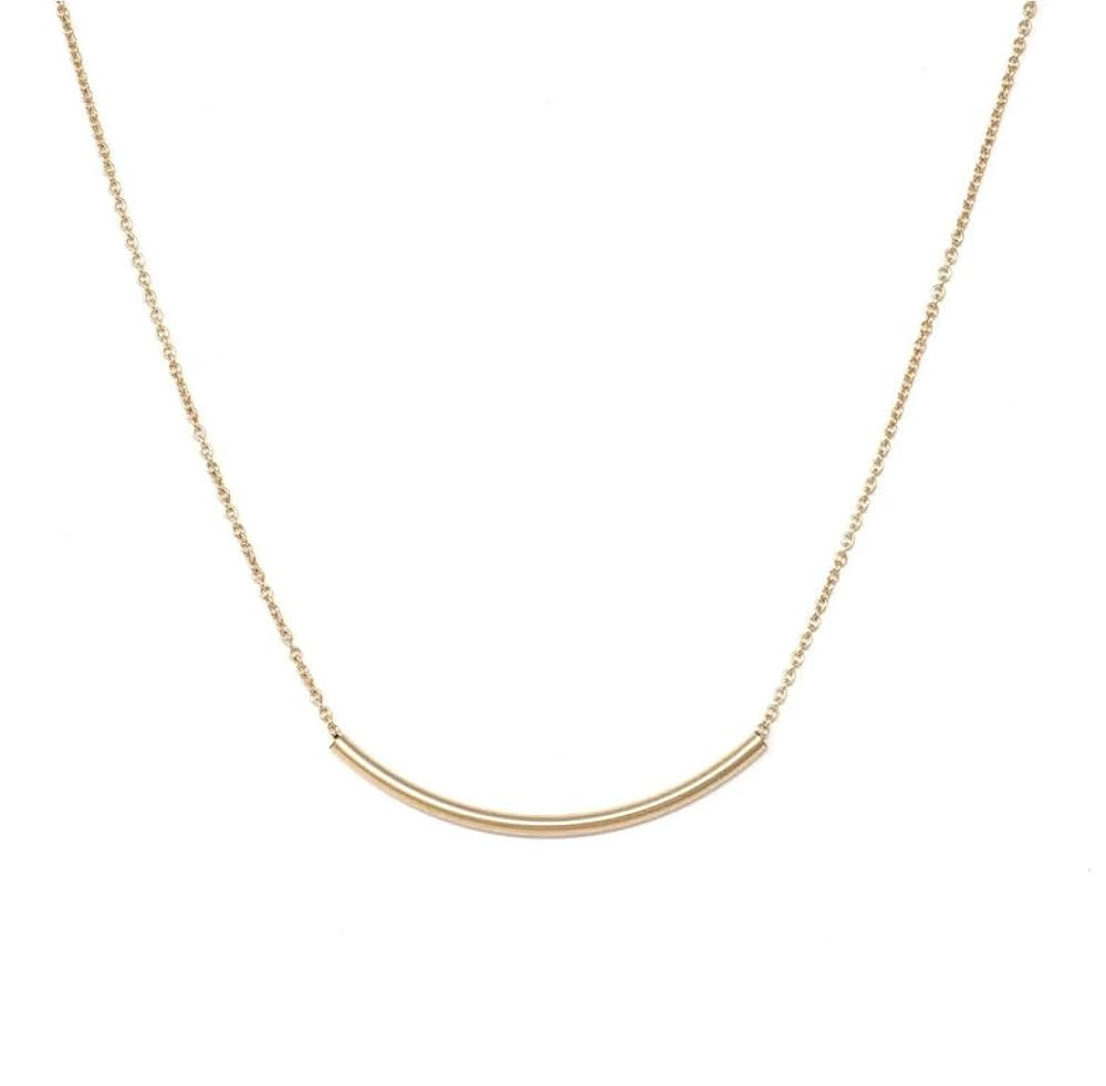 Subtle Smile Minimalist Gold Necklace, Ladies Gold Plated Layering Necklace, Dainty Curve Necklac... | Amazon (US)