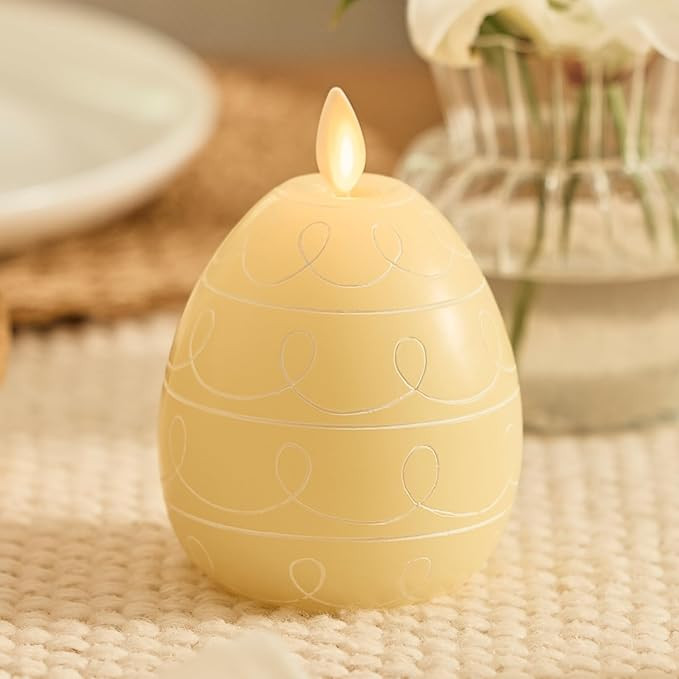 Luminara Easter Egg Candle - Lemon Chiffon 3.1" x 4.3" - Flameless Real-Flame Holiday - Inspired ... | Amazon (US)