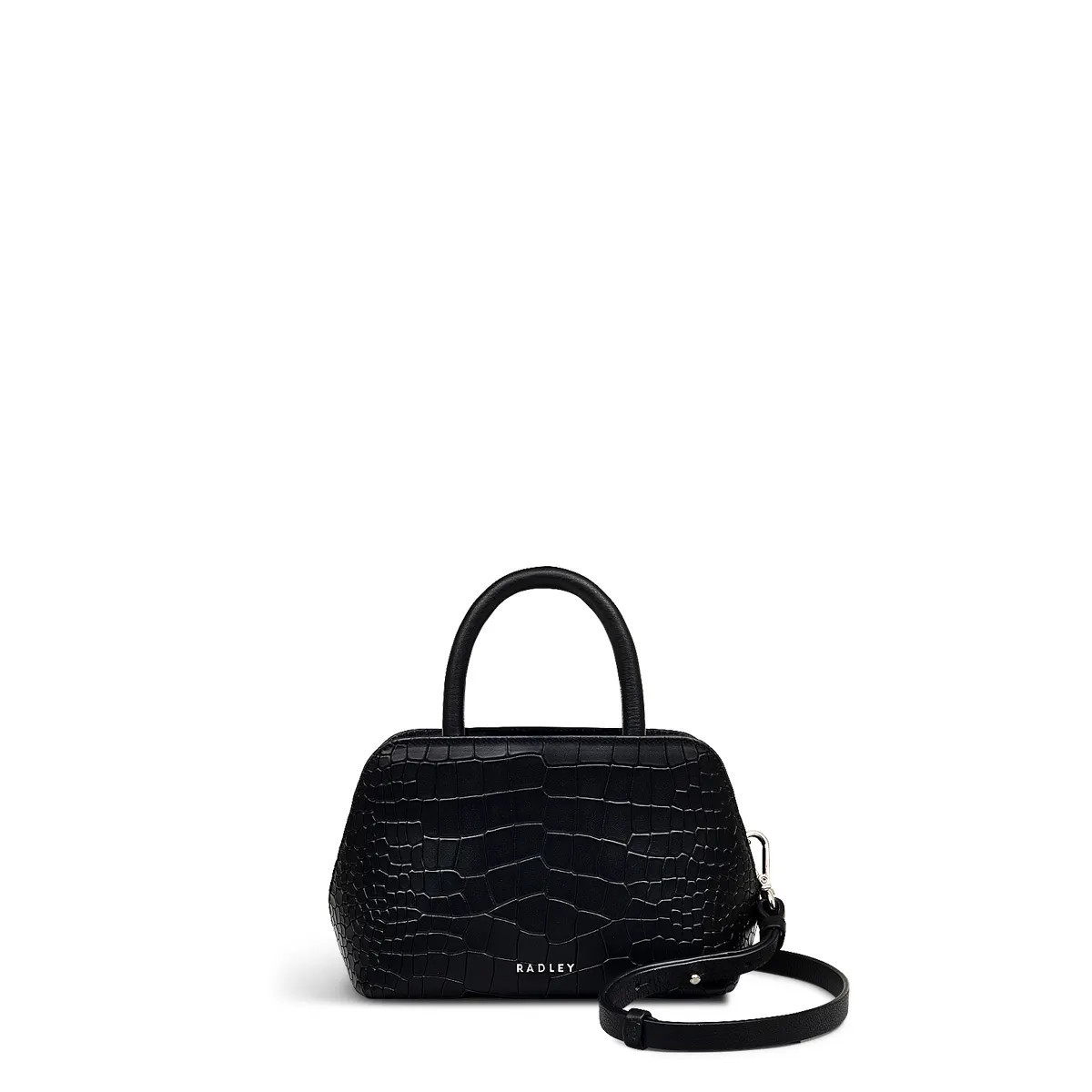 Radley London Womens Leather Liverpool Street Icon - Faux Croc Small Ziptop Grab - Black Small | Radley London US
