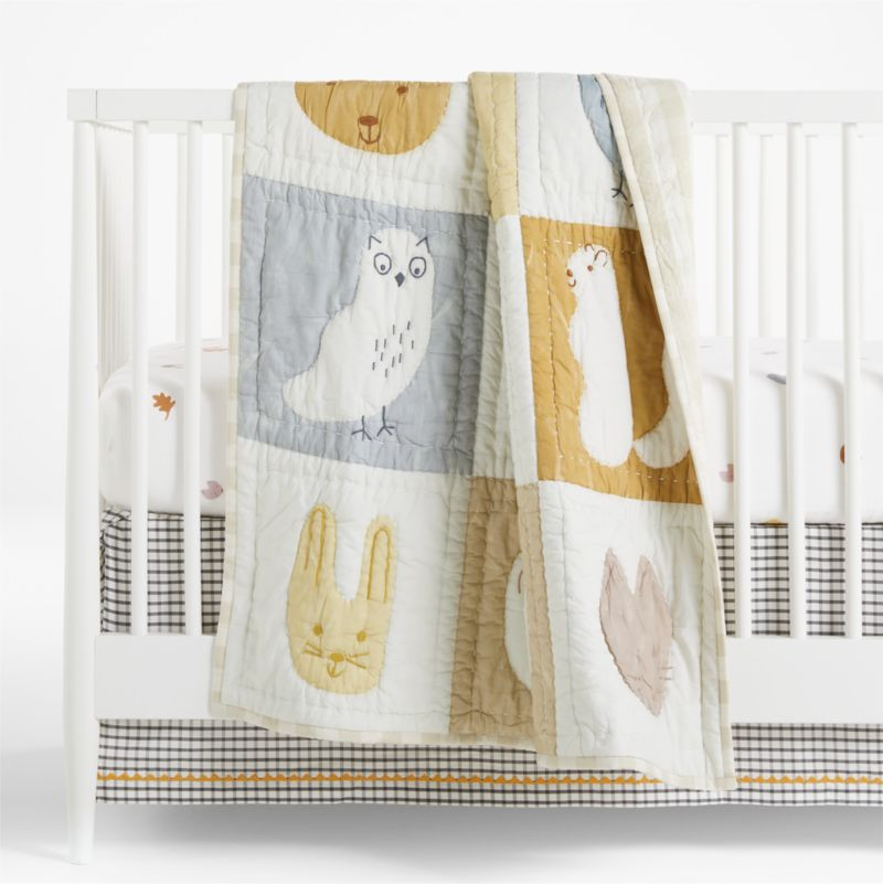 Forest Animals Organic Cotton Baby Crib Quilt + Reviews | Crate & Kids | Crate & Barrel